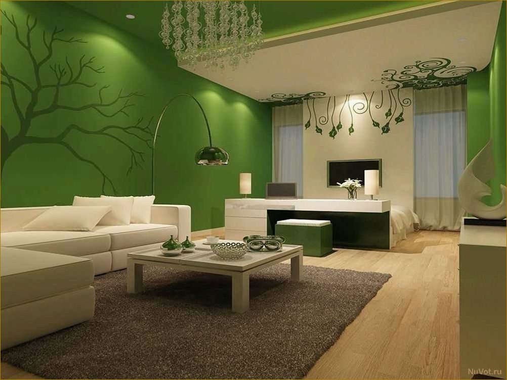 Зеленый цвет в интерьере: гостинная, кухня, спальня, детская, ванная, офис, кабинет