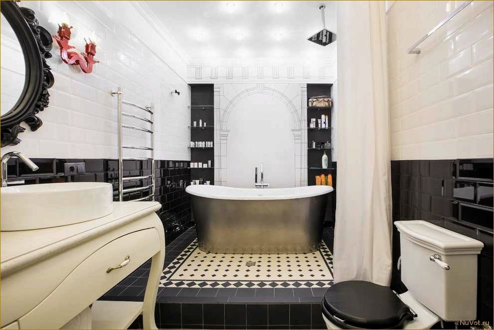 Дизайн ванной комнаты в черно-белых тонах: секреты интерьера